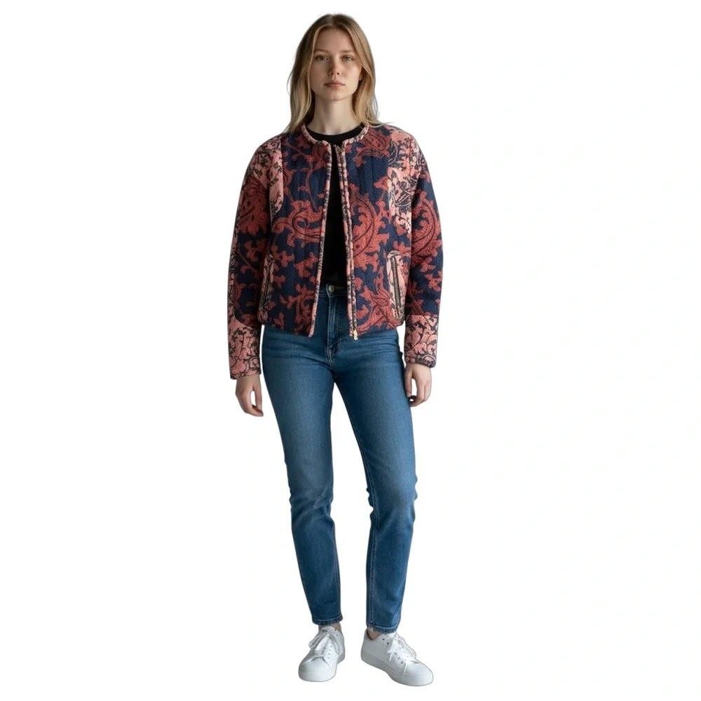 H&M Quilted Fall Colors Bomber Jacket Size 6 - Picture 8 of 8